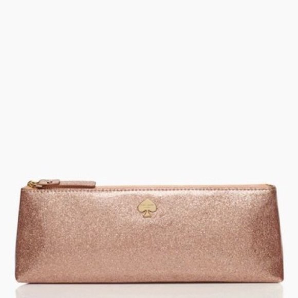 kate spade Handbags - Kate Spade Rose Gold Glitter Bug Mattie Makeup Bag